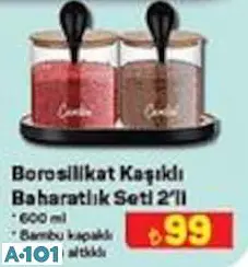 BOROSİLİKAT KAŞIKLI BAHARATLI SETİ 2'Lİ 600 ML